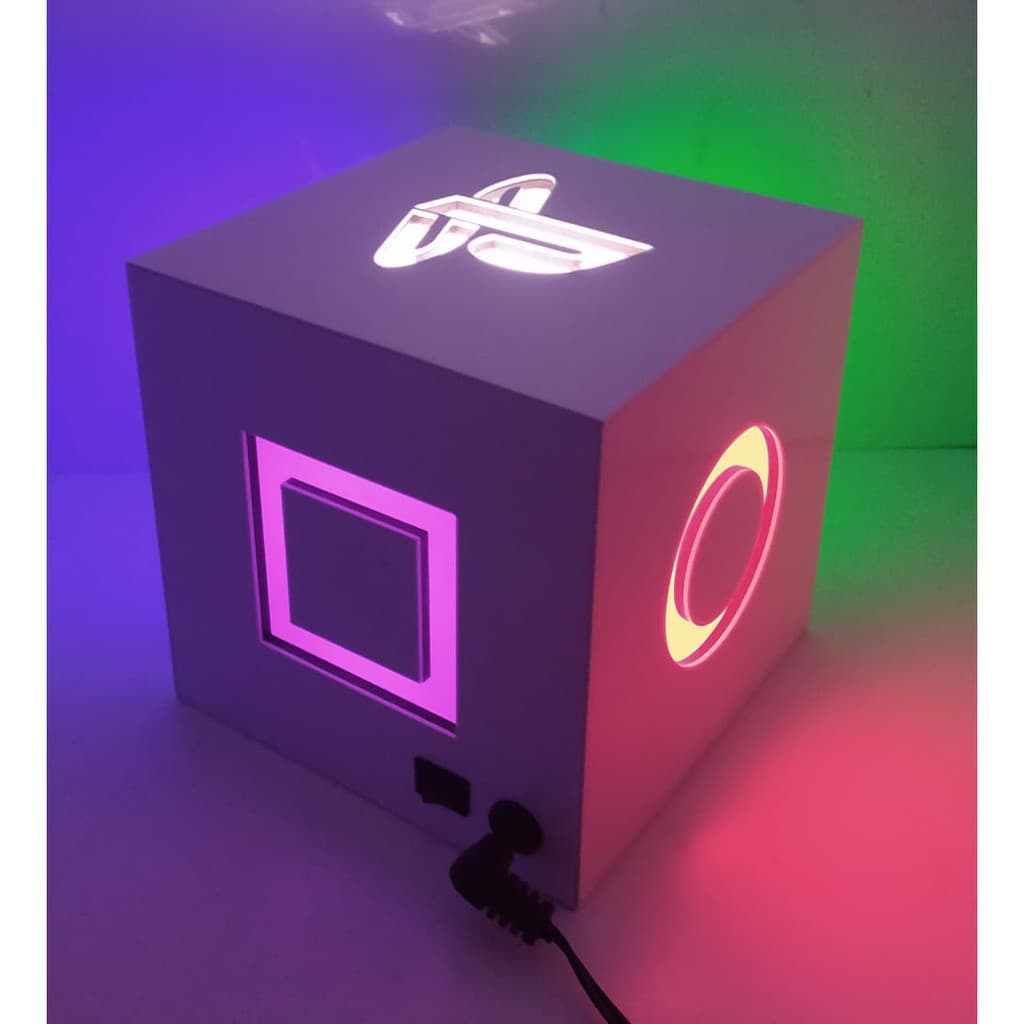 Abajur Luminária Cubo Led Gamer Playstation Xbox
