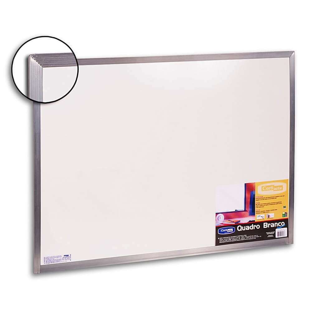 Lousa Quadro Branco Moldura De Aluminio 100 x 80 Cm + 3 Brindes (2 Canetas + 1 Apagador) - ARUFORTE