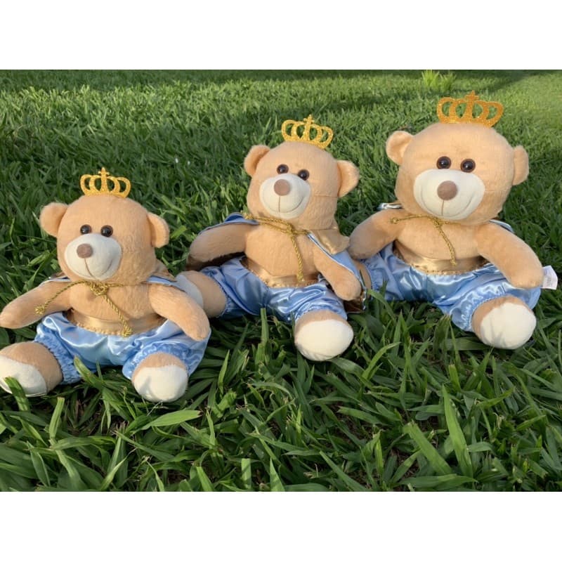 Trio De Urso Príncipe Azul Bebê Para Decoração De Quarto, Nichos E Festa Antialérgicos