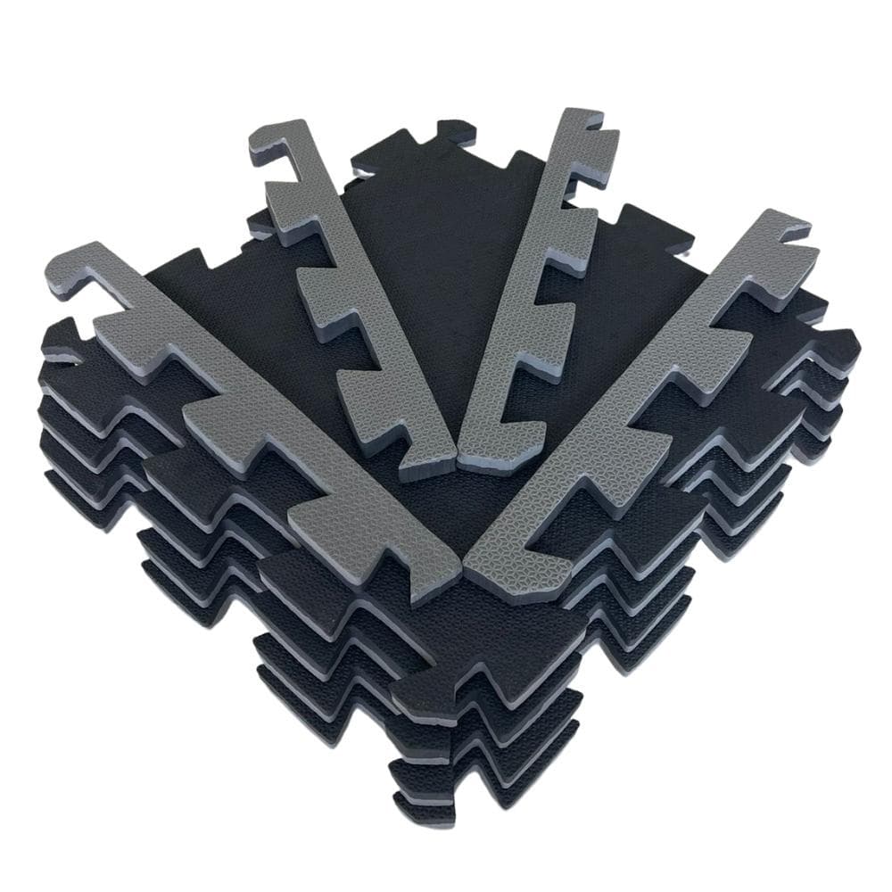 Kit 8 Tatames 50x50 20mm Bicolor Preto e Cinza