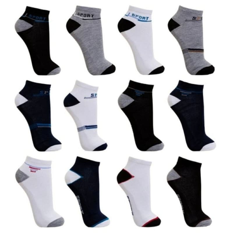 6/12 pares Meia Soquete Cano CURTO N 36 a 43 Masculino Sport  Adulto meias conforto elegancia juvenil (Men Meias)