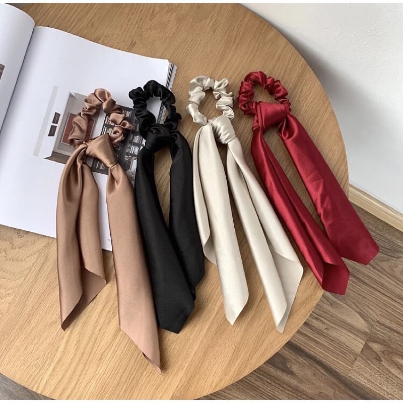 Kit com 2 Scrunchies ,Mulheres Coreano Temperamento Cetim Acessórios para o Cabelo/ Laço de Fita Francês Cocar de Cabeça