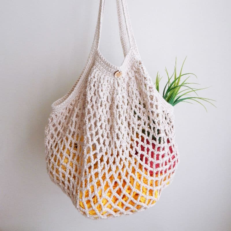 Bolsa Ecobag de Crochê Rede Vazada Sacola Praia Compra Passeio