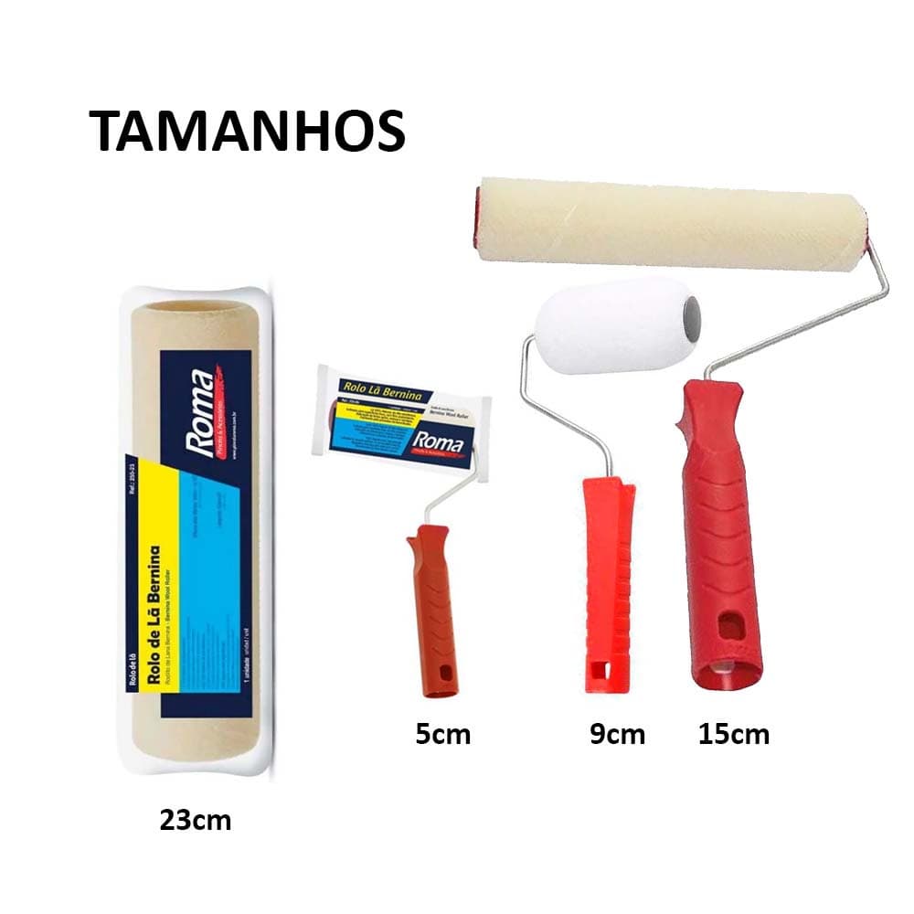Rolo para Pintura de Tintas Epoxi e Resinas Roma - 5cm - 9cm - 15cm - 23cm