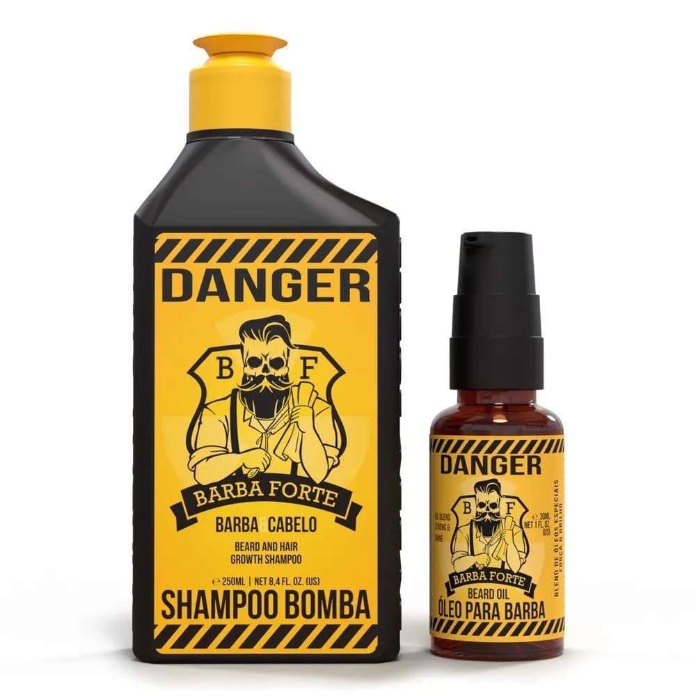 Kit Para Barba Shampoo Bomba + Óleo 30ml Danger Barba Forte