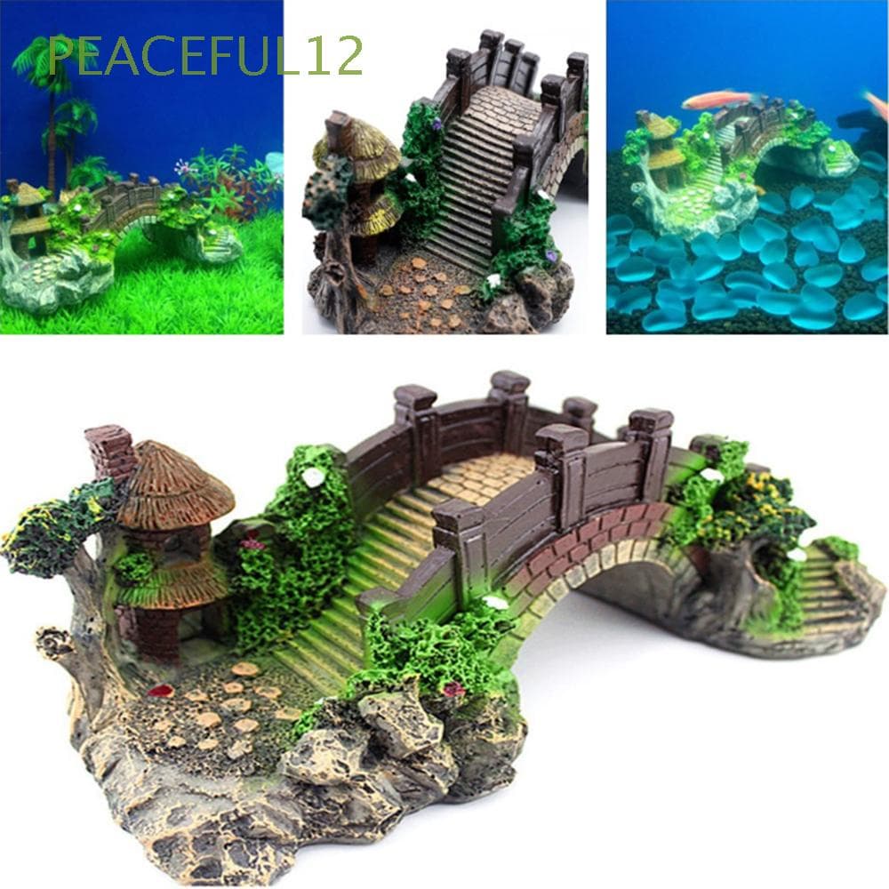 PEACEFUL  Planta Arbor Com Ponte Artificial/Acessório De Aquário