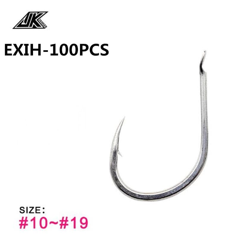 JK EXIH-100PCS Anzóis De Pesca Leve Prata Plano Iseama Anzol De Aço Carbono Gancho De Peixe japan Farpado chinu Marinho