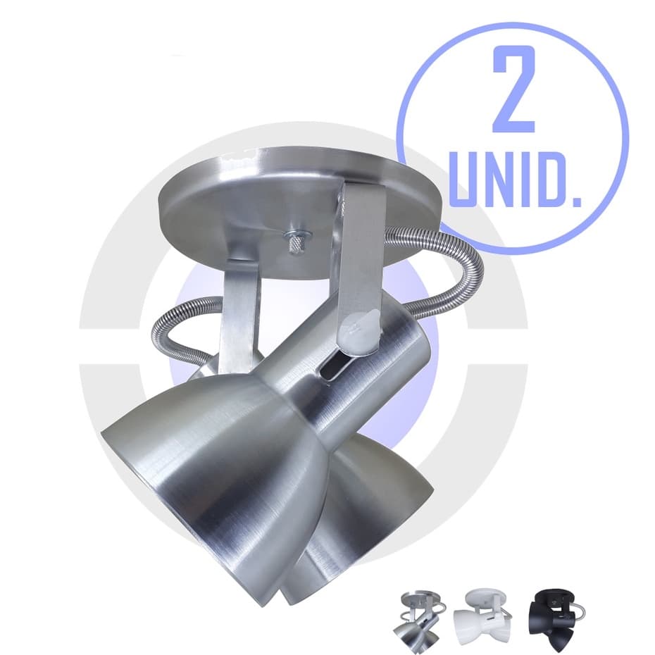 Kit 2 Spot Sobrepor Teto Parede Duplo Para 2 Lampadas LED Quarto Sala Cozinha LojaAluminio E27Bivolt