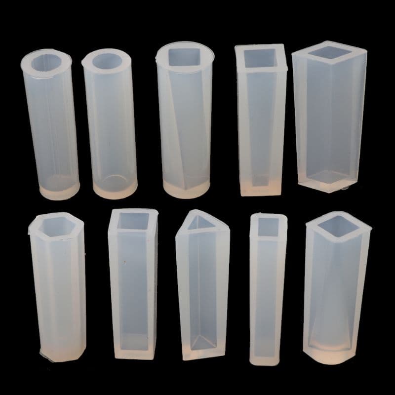 Blala 10 Peças Moldes De Resina De Silicone Para Joias , Fundição Em Forma De Cilindro Longo Epóxi Chaveiros DIY , Brinc