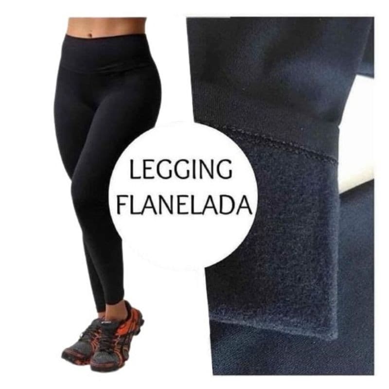 Meia Calça Legging Flanelada Térmica Adulto Sem Pé Tamanho Único Cor Preta