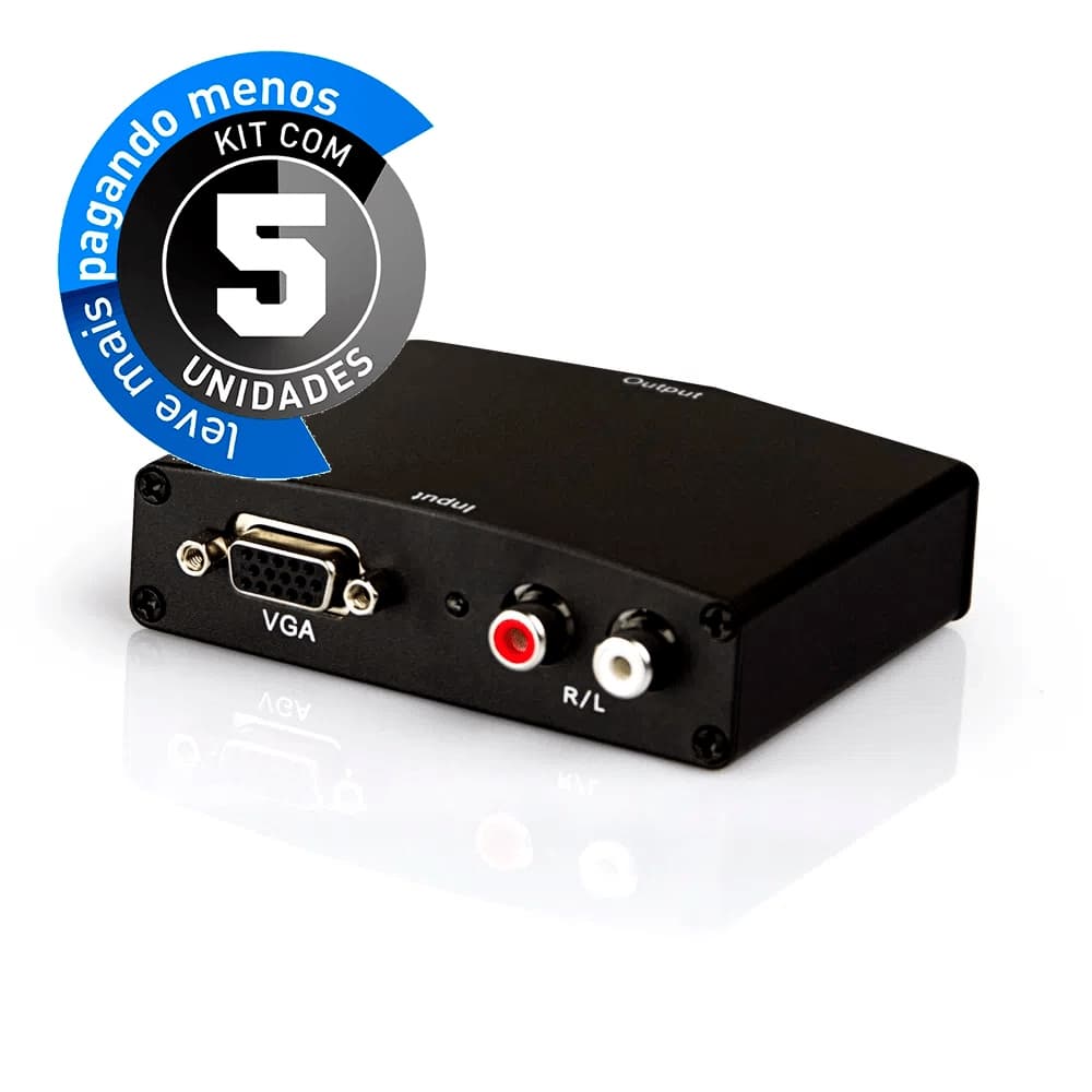 Conversor Vga Para Hdmi Com Áudio Rca - Kit Com 5