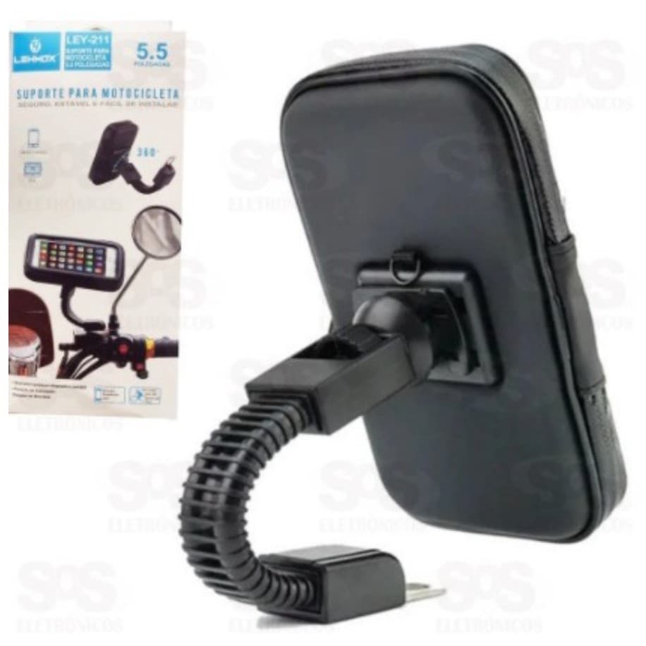 Suporte De Retrovisor Para Moto Celular Até 6,3 Polegadas Rotação 360° A Prova D'água Para Celular GPS