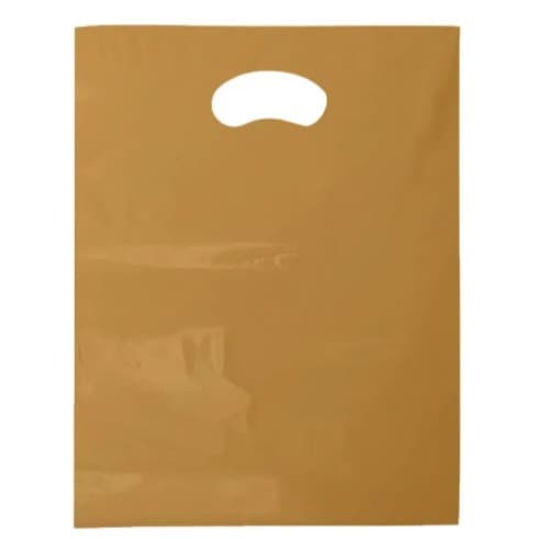 100 Sacolas Alça Boca de Palhaço 30x40 Marrom Dourado