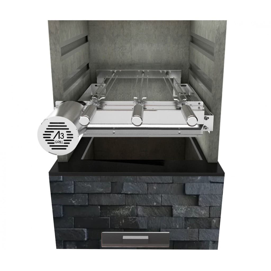 Churrasqueira Grill Giratório Ajustável Inox + 3 Espetos