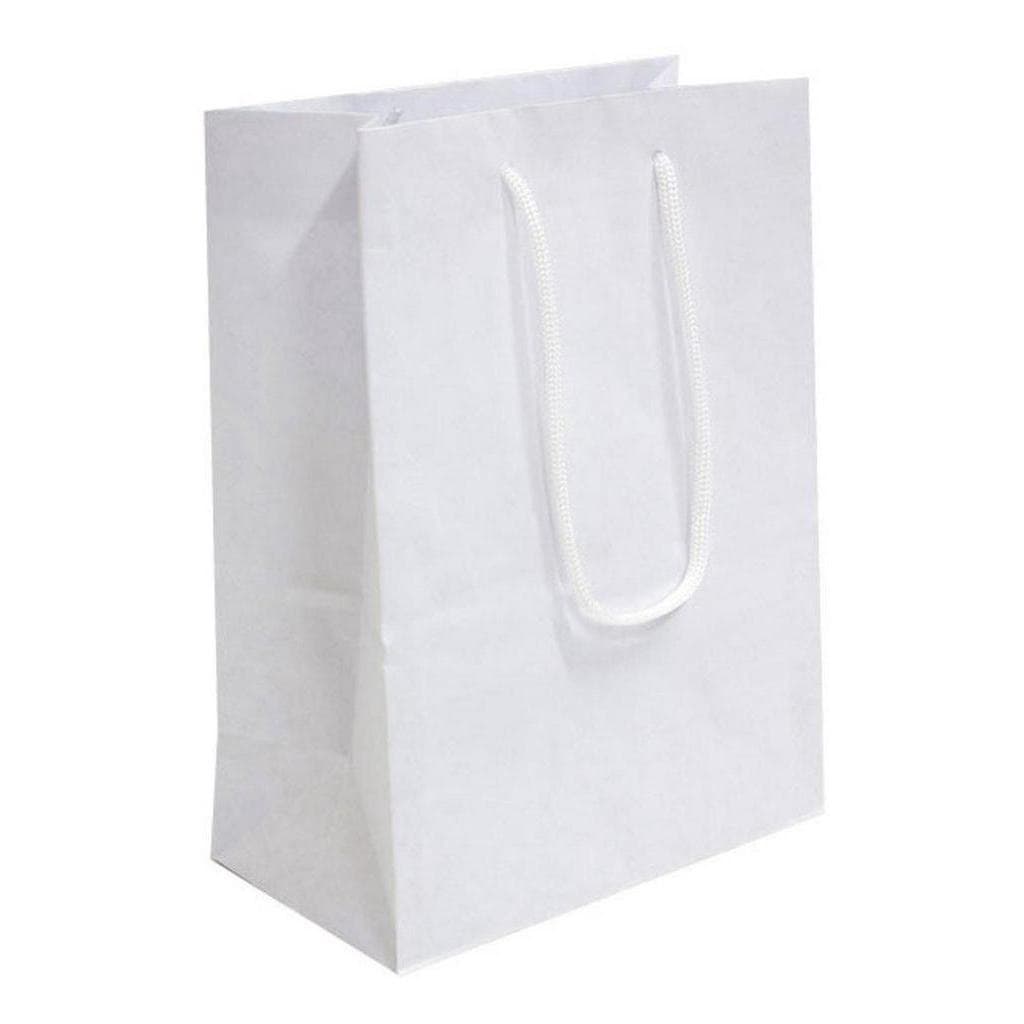 50 Sacolas Branca De Papel 25x17x6 Lembrança Surpresa 90gr
