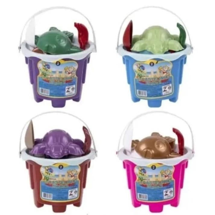 Kit 4 baldinhos de praia castelinho cores sortidas