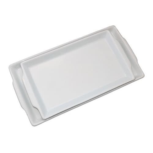 Kit Travessa Rasa  Porcelana Branca Pequena E Grande  2peças