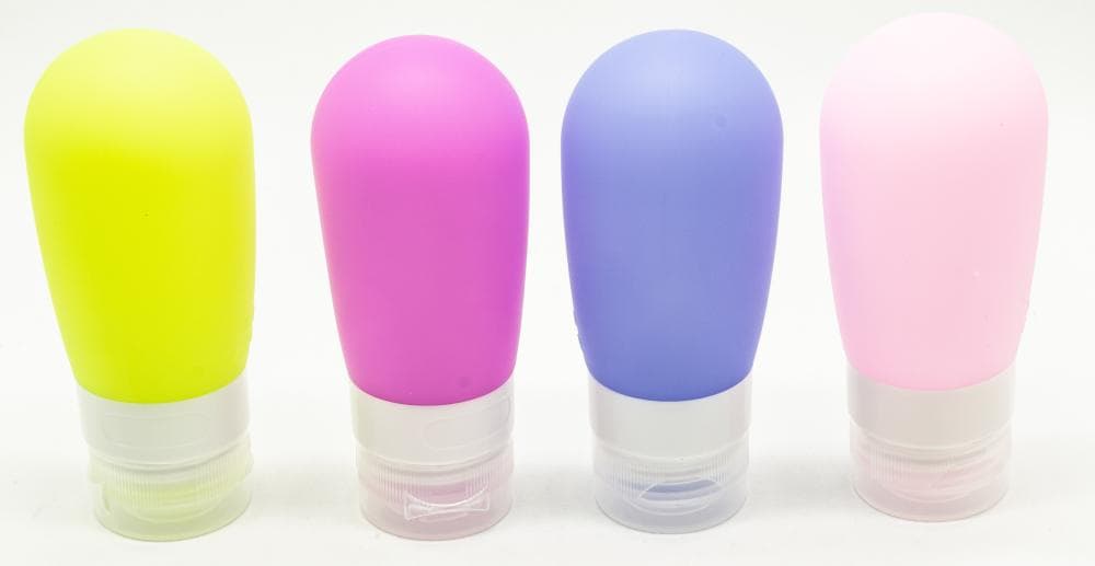 80 Ml  Kit Viagem 4 Frascos Silicone Creme Shampoo Perfume