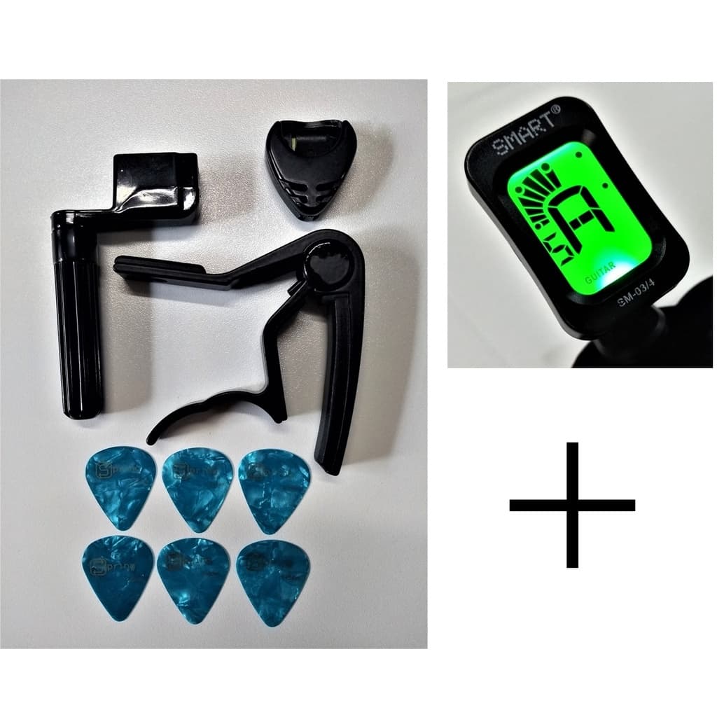 1 Afinador Digital +1 Capotraste + 6 Palhetas +1 Encordoador + 1 Porta Palhetas P/ Guitarra, Violão, Ukulele