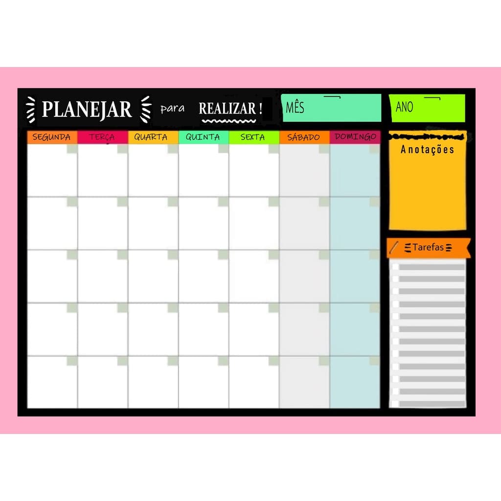 Imã de geladeira planner semanal anotações recados escreve e apaga