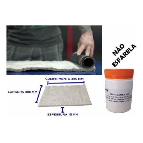 Kit 02 Lã Cerâmica Escapamento Moto + 01  Resina Anti Erosão