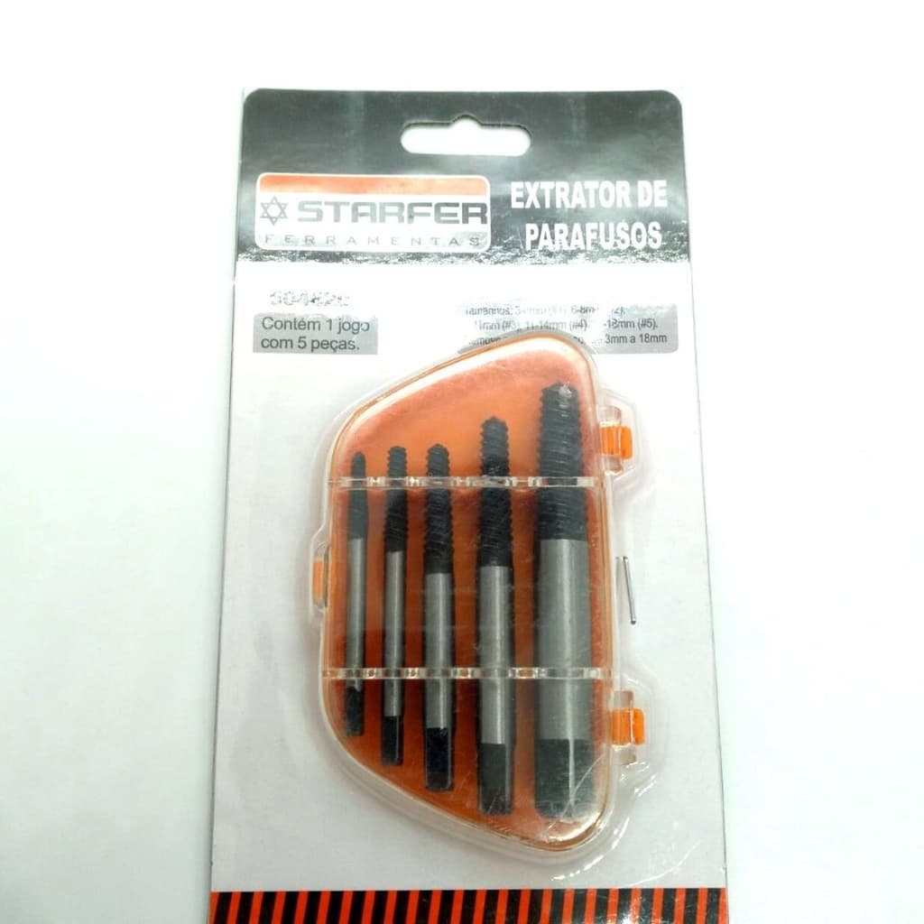 KIT EXTRATOR DE PARAFUSO 5 PEÇAS, SACA PARAFUSO