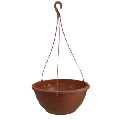 5 vasos para plantas suspensas, marrons grandes 31cm, 6,6litros com haste 47cm