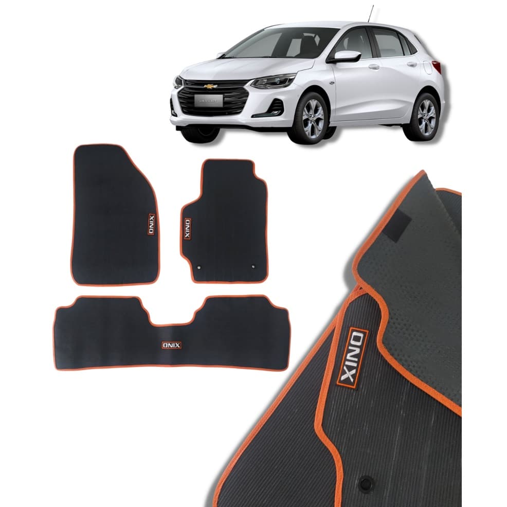 Jogo De Tapete Pvc para Carro Onix Laranja Inteiriço E Personalizado 2015 Á 2022