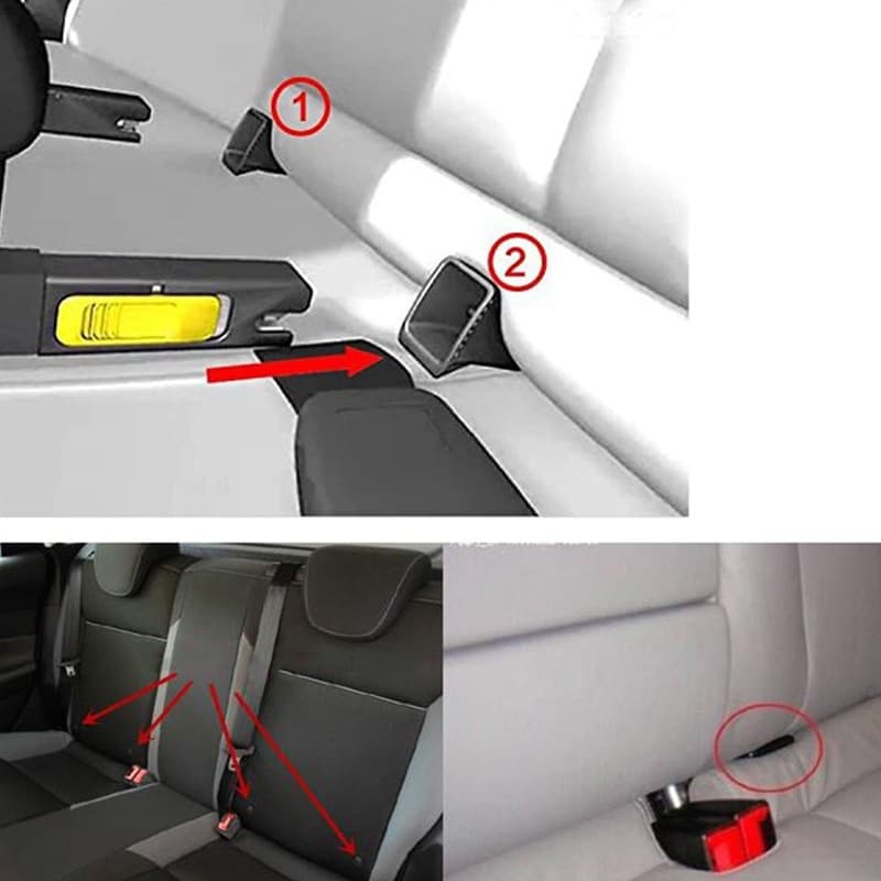 Par Guia para Isofix Acabamento Guias Banco Traseiro  Acessório Cinto Cadeirinha Bebe Carro 02 peças
