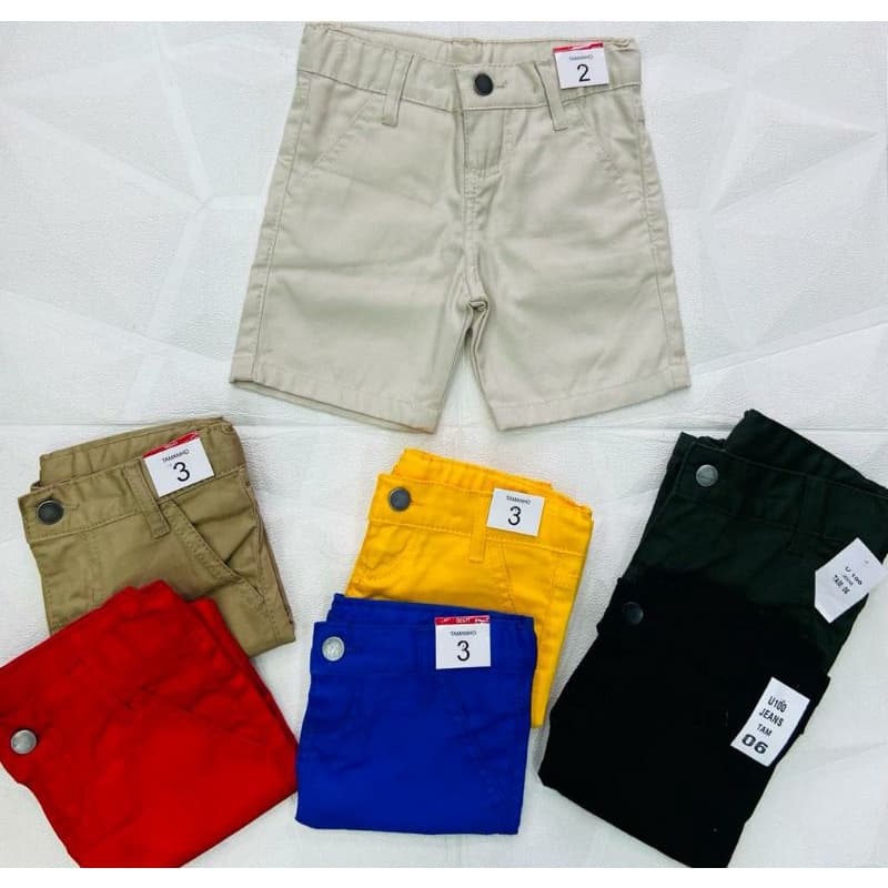 Bermuda Infantil Color, Sarja Premium Cores Variadas com Regulador