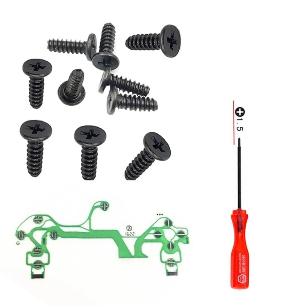 Kit  Ps4 10 Parafusos Controle PS5 PS4 PS3 PS2 + Chave Philips +  Pelicula Jdm 040