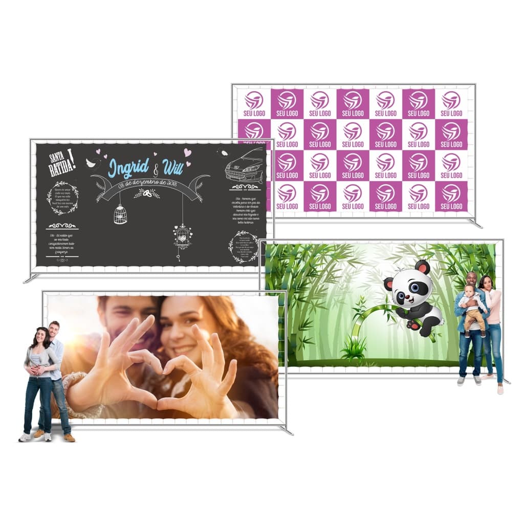 Painel de Festa de 200 x 100 cm Personalizado em Lona Fosca c/ Impressão Digital de Alta Resolução