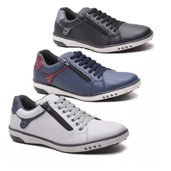 Kit 3 Pares De Sapatenis Masculino De Elastico Confortavel