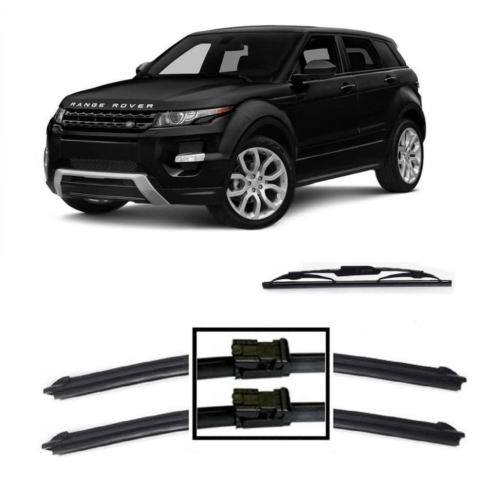 Kit 3 Palhetas Limpador De Parabrisa Dianteiro + Traseiro Range Rover Evoque 2013 2014 2015 2016 2017 2018 2019 2020