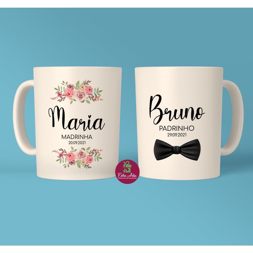 Caneca de casamento padrinhos personalizada porcelana- MEGA PROMOÇÃO