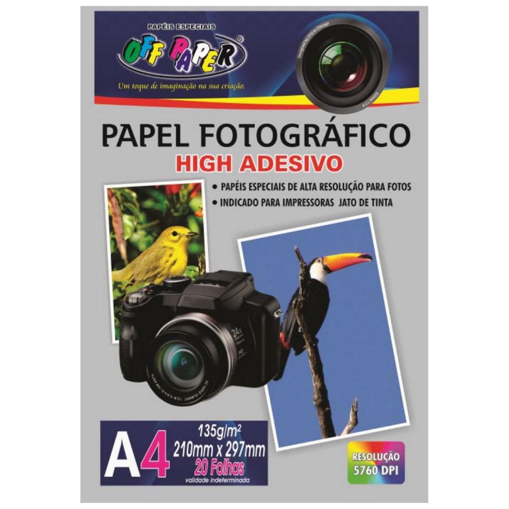 High Glossy Adesivo 135g Offpaper (20 Fls A4) Papel Foto Fotográfico Adesivado com Brilho Off Paper Photo