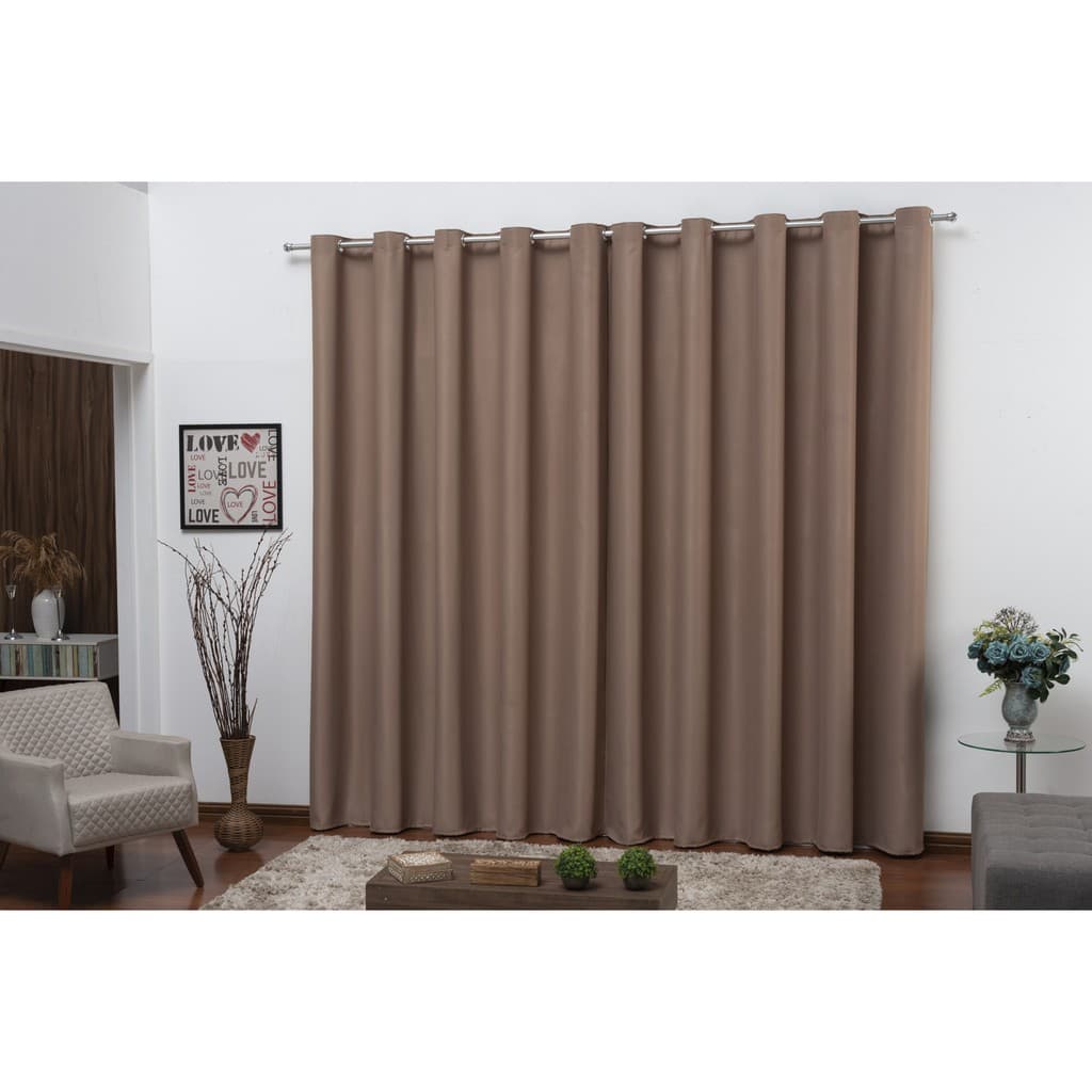 Cortina Blackout Em Tecido Corta Luz 4,00x2,80 Sala e Quarto Avelã