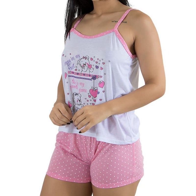Baby Doll Adulto Alcinha Malha Estampada Pijama Não Desbota