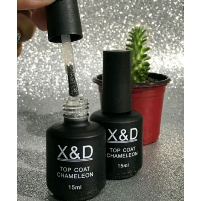 Top Coat Chameleon X&D 15ml top cot com glitter brilho brilhante preparadores para alongamento xd xed
