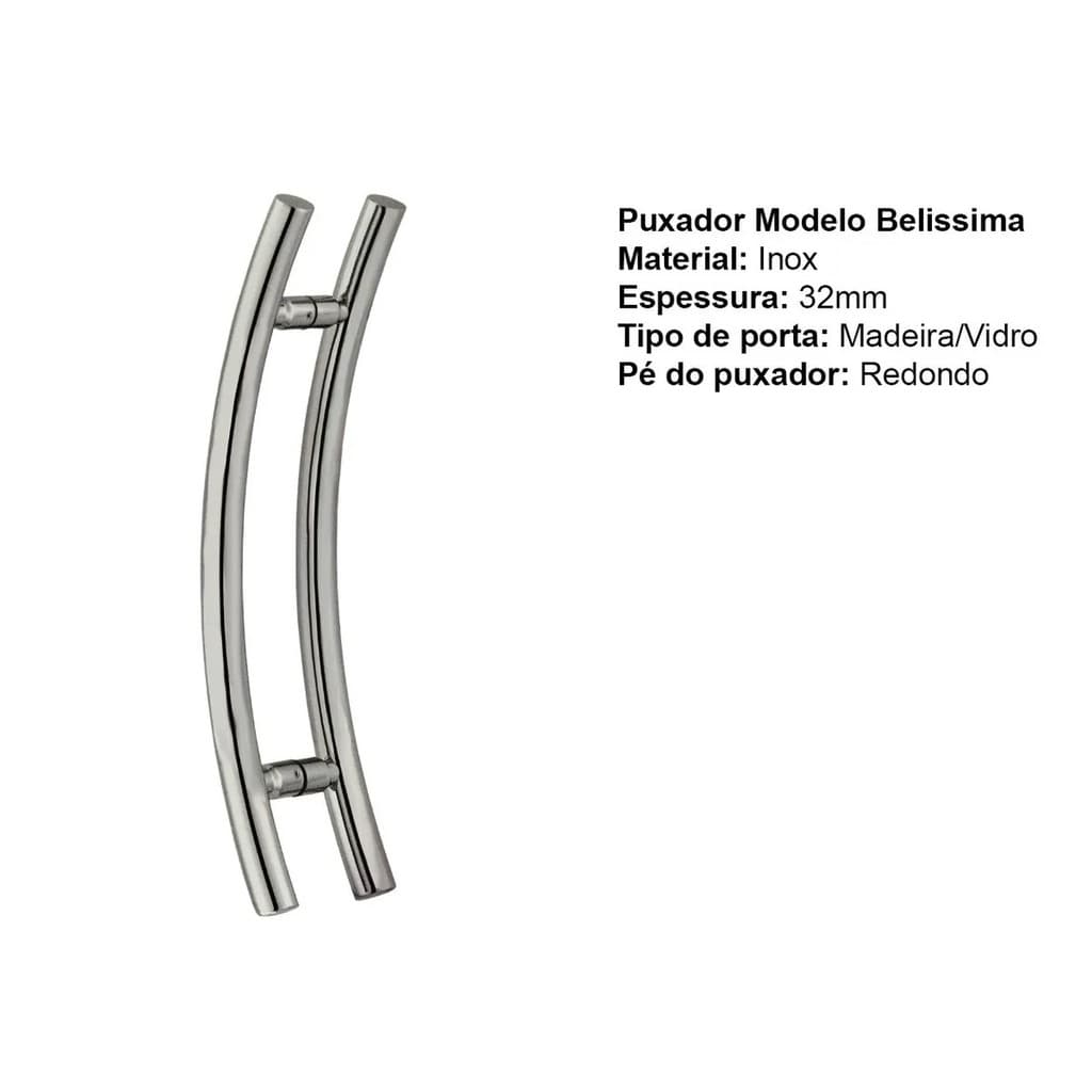 Puxador Arco Curvo Inox Belíssima 60cm Polido