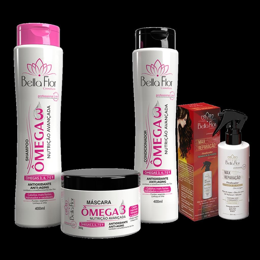 Kit Capilar Omega 3 e Max Rep. 4 Produtos Profissionais