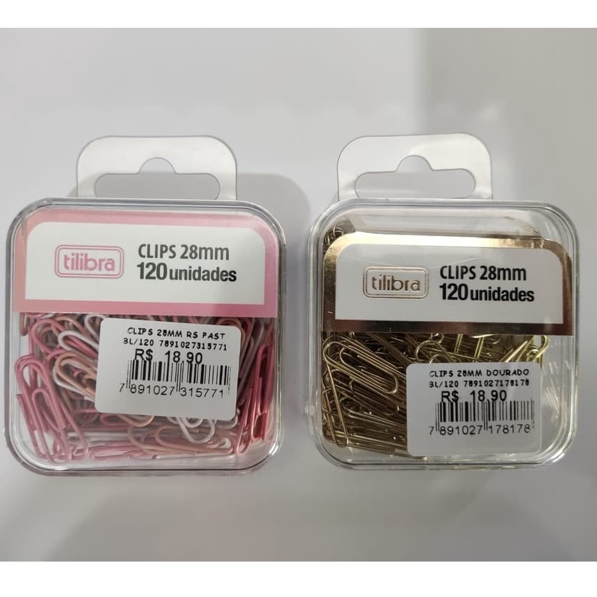 CLIS TILIBRA 28mm DOURADO OU ROSA COM 120 UNIDADES