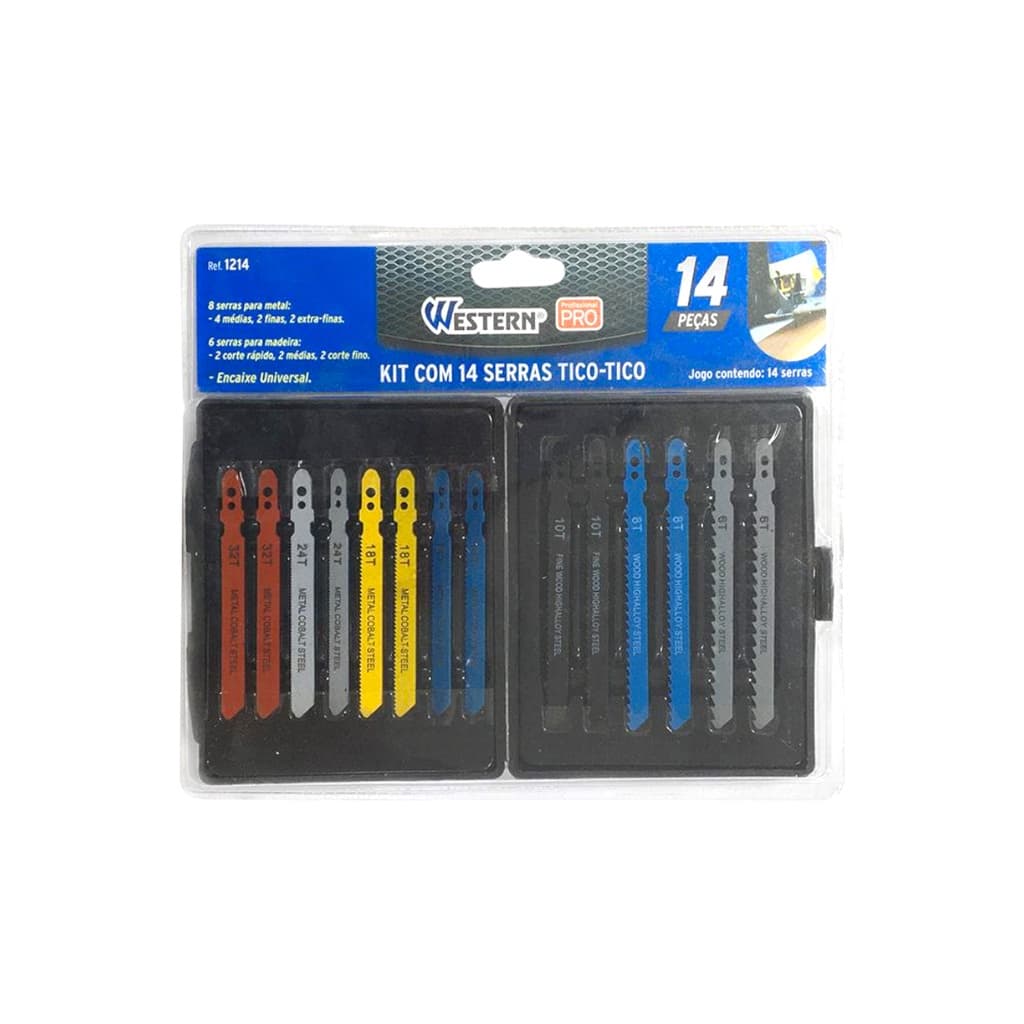 Jogo Kit Serra Tico Tico 14 Laminas Para Madeira E Metal