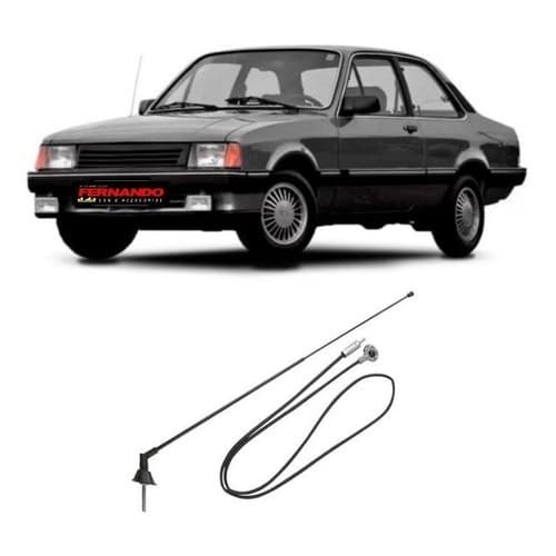 Antena Fm/am Compatível Chevette Cromada 2 Estágios Telescópica Cabo