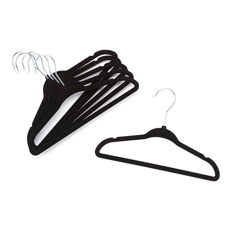 Cabide de Veludo Infantil Preto 30 cm - 100 pecas