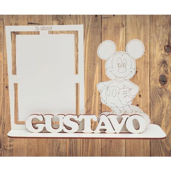10 Porta Retrato Lembrancinha Decorativo Mickey Mdf Branco festa, enfeite aniversario
