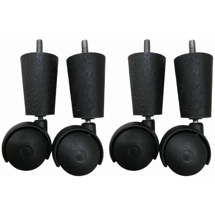 Kit com 4 pés de 15 cm com rodinhas para cama