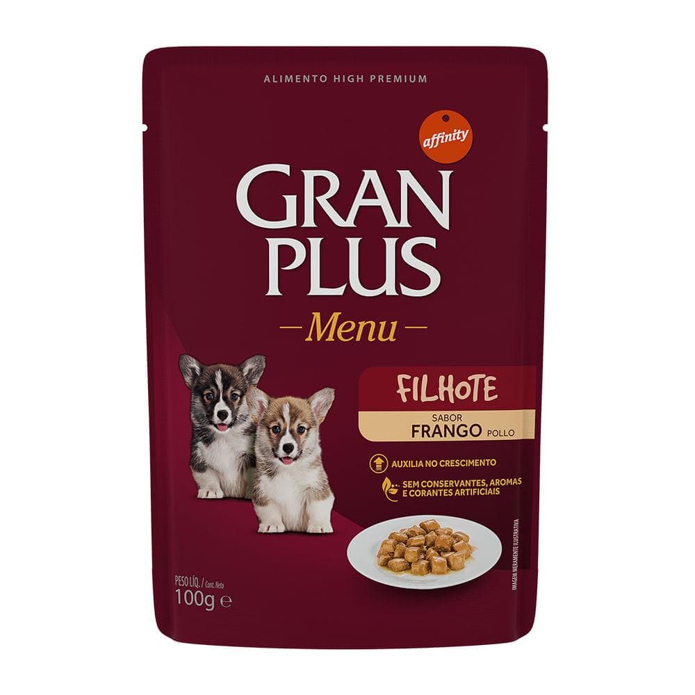 Ração Úmida Gran Plus Sache Gourmet Filhote Frango 100G