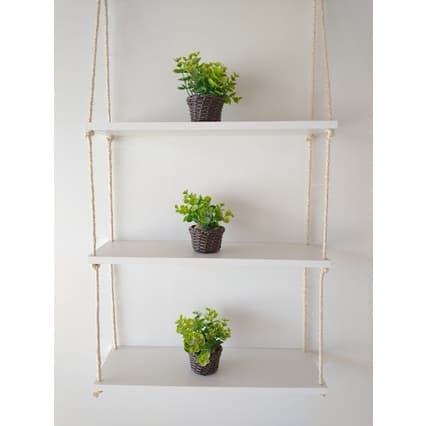 Cozinha Prateleiras Madeira Corda Sisal Rustica Suspensa 40x15