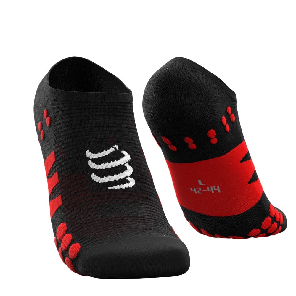 Meia de Compressão Invisível No Show Socks  Preto/Vermelho - maratona soquete caminhada performance elastano poliamida